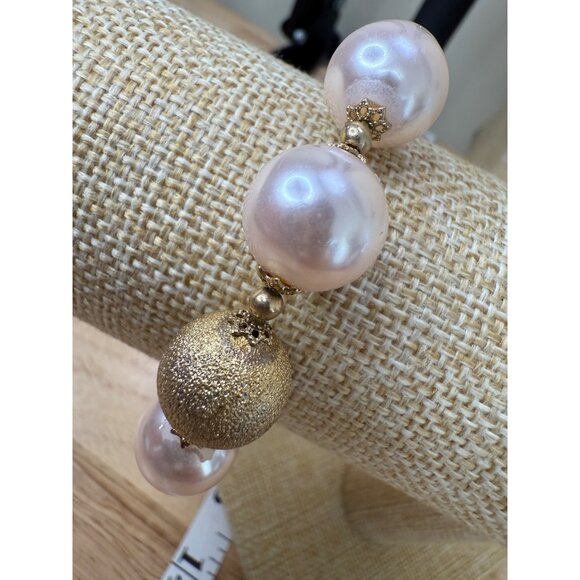 Betsey Johnson Charm Bracelet Stretch Gold/Pearl With Rhinestones For Craft/Harv - Picture 7 of 9